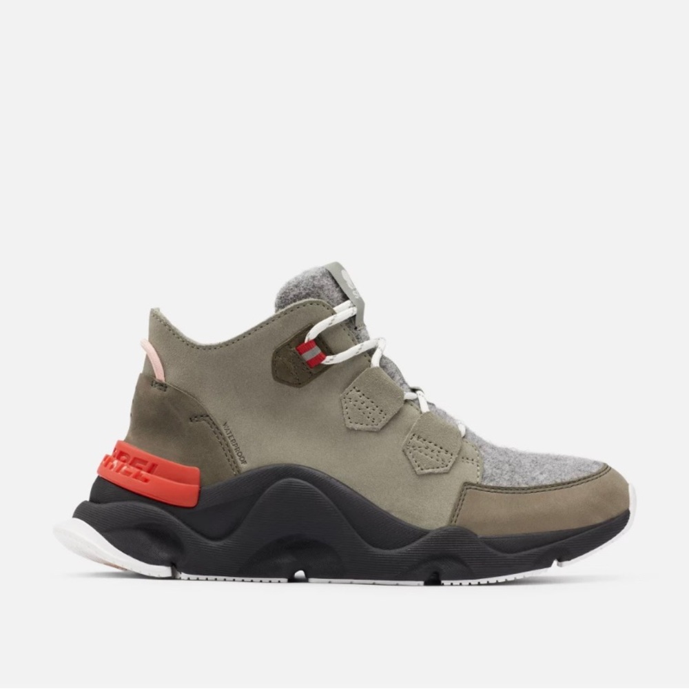 Sorel Gray and Green Winter Boots with Rugged Design